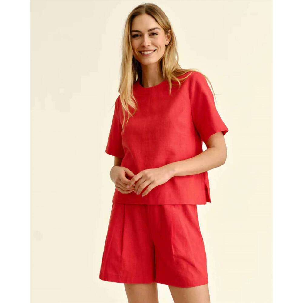 NEW CARTOLINA NANTUCKET frankie pleated shorts in poppy